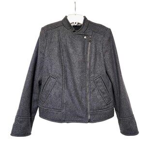 Banana Republic Italian Gray Melton Wool Moto Jacket S Gray Like New